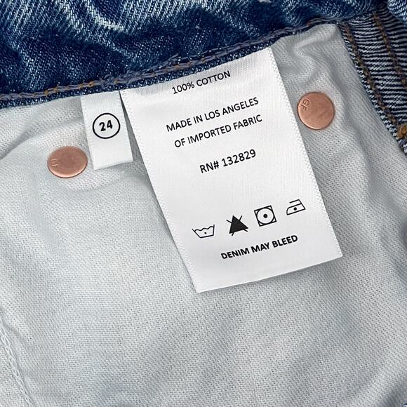 GRLFRND The Sara Distressed Straight Jeans Women’s Size 24 Rambla Blue - Picture 6 of 10